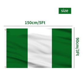 5ft x 3ft Nigeria Flag 90 * 150cm Nigerian National Flag with Two Brass Grommets Large of Nigeria for Festival Party Sport Events Gardens Home Indoor and Outdoor Decoration
