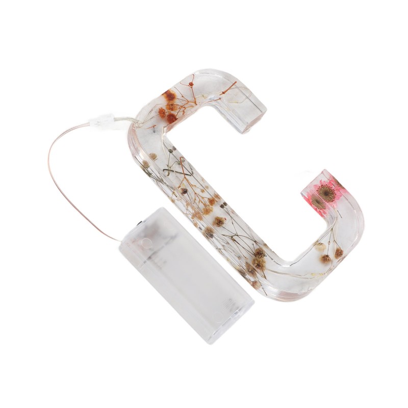 Floral Resin Letter Light Dry Flower and Alphabet Shape LED