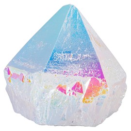 KYEYGWO Natural Irregular Rock Crystal Titanium Coated Mineral Cluster Crystal Specimen Reiki Gemstone Decorative Stones Ornaments, White