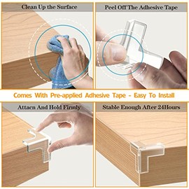 Paquete de 14 protectores de esquina transparentes, en forma de T, para bordes de mesa, cojines de seguridad para bebés, cubiertas para muebles y protección contra esquinas afiladas