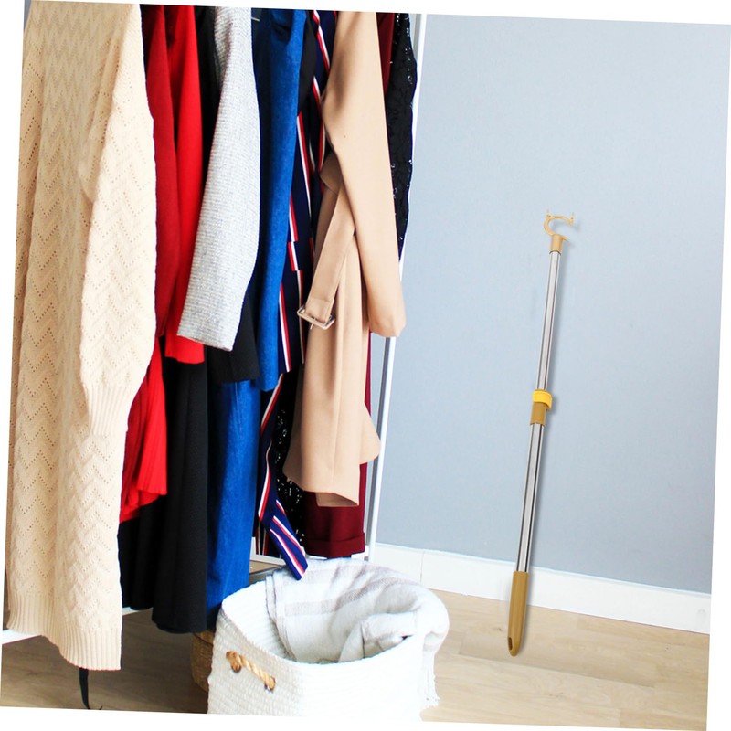Zerodeko Retractable Clothes Drying Rod, Adjustable Wardrobe Hook Rod, Metal
