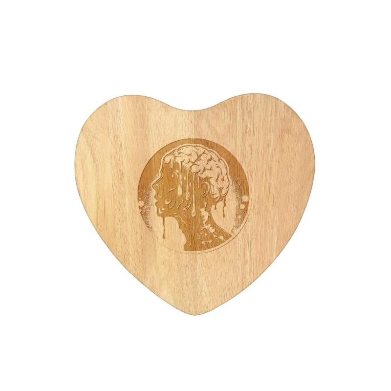 'Head with Melted Brain' Wooden Heart Shaped Chopping/Cutting Board (WB00078381)