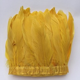Shekyeon Duck Goose Feather Trim Fringe Sewing Craft 2 Yards (Golden Yellow)