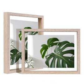 Egofine 6x8 Floating Frames Set of 2, Double Plexiglass Picture Frame, Made of Solid Wood Display Any Size Photo up to 6x8, Wall Mount or Tabletop Standing, Rose Pink