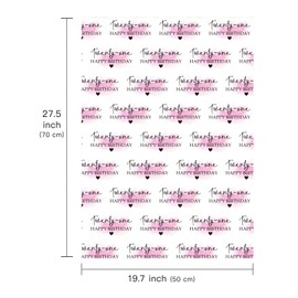 WRAPAHOLIC 21st Birthday Wrapping Paper Sheet - 6 Sheets Blusher and Twenty-one Happy Birthday Design Folded Flat for Girl Birthday, Party - 19.7 Inch x 27.5 Inch Per Sheet