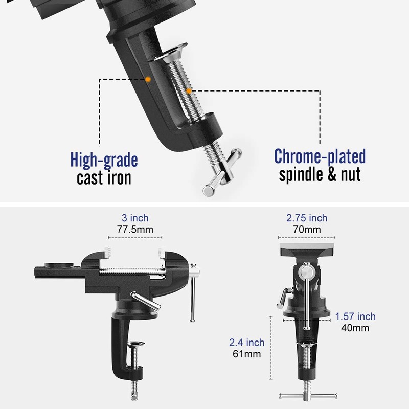 Housolution 3 Inch Universal Swivel Base Table Vise, 360°Rotating Bench