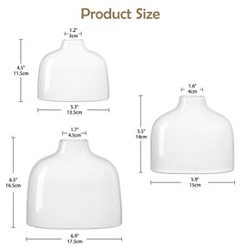 White Ceramic Vase Set of 3 for Modern Home Decor Boho Minimalism Decorative Dried Flower Vase Pampas Flower Vase for Fireplace Bedroom Living Room Bookshelf Mantel Centerpieces Table Office Desk