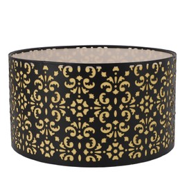 Metal Barrel Lampshade Hollow Exquisite Wrought Iron Lamp Shade with Shading Lining for E27 E14 Table Lamp Floor Light Black