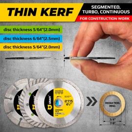 4 1/2 Inch Diamond Blade for Angle Grinder Arbor 7/8"-5/8" – Set Diamond Cutting Wheel for Stone, Marble, Granite, Brick, Masonry, Concrete – Diamond Saw Blades for Dry and Wet Cutting GRAFF