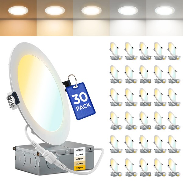 Lumico 4 Inch 30 Pack 5CCT Ultra-Thin LED Recessed Ceiling