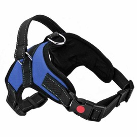 Dog Harness No Pull, Breathable Adjustable Pet Harness Dog Vest Harness, Reflective Oxford Easy Control Dog Harness with Sturdy Handle for Small Medium Large Dogs M-Blue