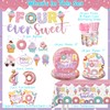 157pcs Four Ever Sweet Birthday Decorations Girl Include Banner, Hanging,