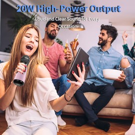 YOFITS YF73 Wireless Bluetooth Microphone with 20W High Power, DSP Chip for Clear Sound, Dual Mic Connectivity for Duet Singing, One-Click Vocal Reduction, TF Card Support, Voice Recording(Black)