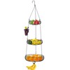 Simple Houseware Adjustable Metal Hanging Fruit Basket, Oblate, Black, 11"