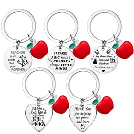 5 Pcs Teacher Appreciation Keychain Gifts Teacher Keyring for Women Men Teachers Gifts from Students Thank you gifts for Teacher Teachers Day Birthday Gifts for Teacher