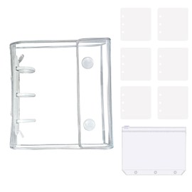 JINGYOU Sealing Notebook, Binder, PP Sheet, Plastic Plate, Clear, Transparent, A8 Notebook, Push Color, Storage Bag Included, Palm Size, File, Chiki Photos, Trading Cards (White)
