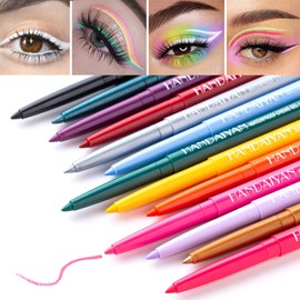 Coloured Eyeliner Liquid Eyeliner, Matte Eyeliner Pencil, All Day Long-Lasting Eye Liners Waterproof Sweat Resistant Eyeliner Pencil for Makeup Tool (White)