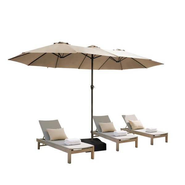 13ft Rectangular Large Outdoor Patio Umbrella with Base Included –