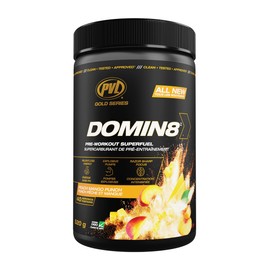 PVL Gold Series Domin8 | Pre-workout Superfuel - full dose Preworkout - 520 g - Peach Mango Punch