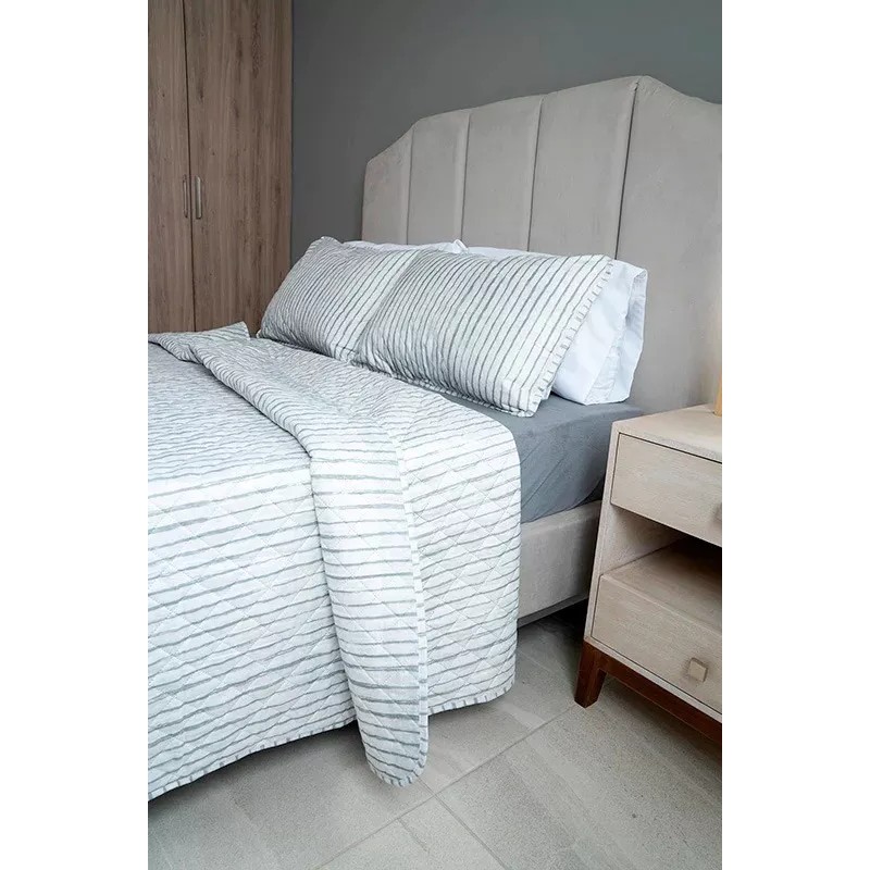 Tesso Edredon Individual + Funda Cubre Cama Ligero Terranza Gris