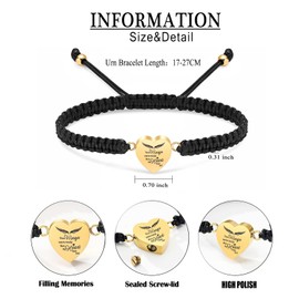 zeqingjw Heart Urn Bracelet for Ashes Cremation Bracelet for Ashes Stainless Steel Keepsake Holder Memorial Ash Bracelet for Women Cremation Jewelry