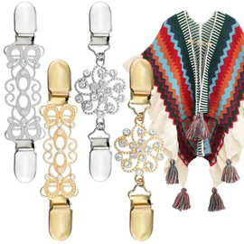 4PCS Women's Brooches Pins, Retro Dress Cinch Clips Cardigan Clips Scarf Clip Vintage Sweater Shawl Clips Elegance Modesty Pins Brooch Clips
