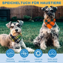 Voarge Dog Scarf, Classic Checked Dog Bandana, Bandana for Dogs, Washable Neck Triangles for Small, Medium and Large Dogs, Cats (Orange Checked Neckerchief, L)