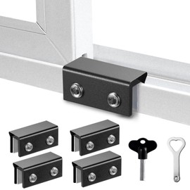 PINGXNG Window Locks,4 Sets,Alu Alloy Material Window Lock for Vertical&Horizontal Sliding Windows and Doors,Adjustable Security Window Stop,for Child Home Safety,Bedroom,Office&Balcony(Black Large)