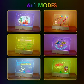 LED Drawing Board for Kids - Doodle Glow Note Board with Colors | Rechargeable Acrylic Dry Erase Board with Light & Touch Switch | 5H Battery, Glow Writing Pad for Toddlers & Artists