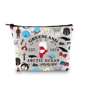 Zuo Bao Greenland Landmarks Greenland Lover Gifts Greenlander Flag Gift Greenland Souvenir Greenland Travel Polar Bear Makeup Bag (GREENLAND)