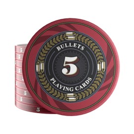 Bullets Playing Cards - Silvio Ceramic Poker Chips - Durable, Balanced, and Elegant Design - Versatile for Professional Poker, Casino Nights, and Home Games - Set of 25 with Value of 5 - Red