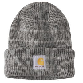 Carhartt Women's Rib Knit Beanie, Heather Gray Stripe, One Size