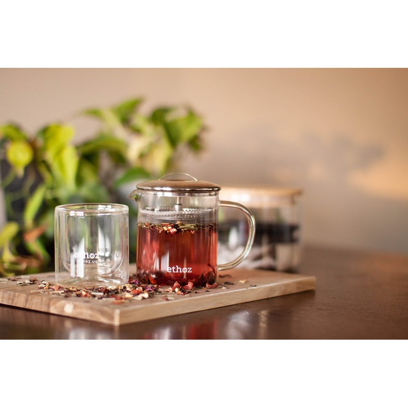 ethoz® Glass Tea Brewer – Premium Loose-Leaf Infuser, Borosilicate Chamber,