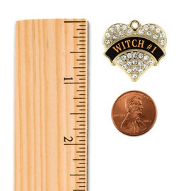 Inspired Silver - Witch #1 - Gold Necklace for Women - Pave Heart Pendant Chain Necklace Jewelry Gift with Cubic Zirconia - Women's Necklace Charm with Lobster Claw Clasp