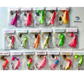 KOKOPROS Best Shrimp and Hoochies 18 Pack - Multicolor Shrimp Lures for Kokanee Salmon & Trout - Durable Plastic Construction, Various Sizes