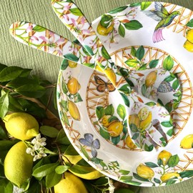 Les Jardins de la Comtesse - Melamine Salad Servers - Capri - 33 cm - Yellow Lemons - Crockery Virtually Unbreakable MelARTmine