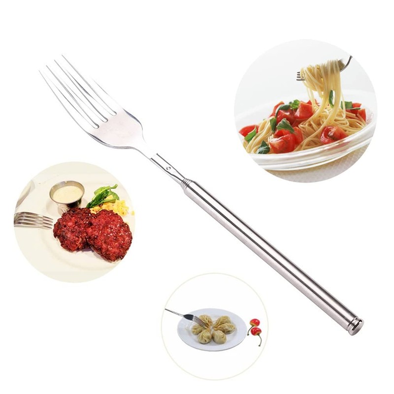 Extendable Fork, Stainless Steel Telescopic Extendable Fork BBQ Dinner Fruit