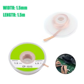 Desoldering Wick Wire, 2Pcs Pure Copper Solder Remover Tool of 1.5mm Width, 1.5m Length, Desoldering Braid Wire with Low Residue, No-Clean, High Suction Power