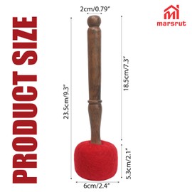 Tibetan Gong Mallet Singing Bowl Drum Stick Accessories, 9.3 Inch Handmade Wooden fleece Striker Rod, Wool Tools for Gongs, Large Bowls, Sound Meditation, Yoga, Musical Instruments