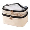 Double Layer Makeup Bag Waterproof, Spacious Alloy Zippers Durable Handle
