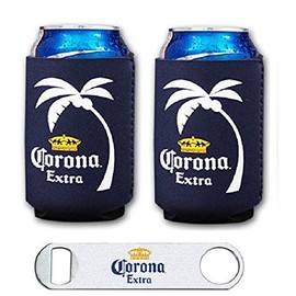 Corona Extra Palm Beer Can Kaddy Coolie Huggie Cooler Set of 2 & Beer Bottle Opener