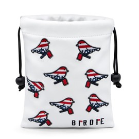 Aliennana Golf Valuables Pouch, Leather Golf Tee Pouch with Drawstring Closure Golf Ball Tee Handbag Portable Golf Accessories (USA Birdie)