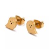 LZD Stainless Steel Stud Post Earrings Cute Scary Ghost Gold
