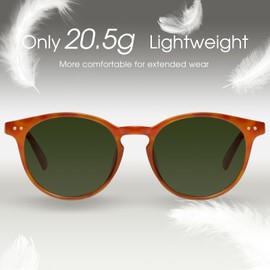 mosanana Trendy Polarized Round Sunglasses for Women Men Circular Lightweight Classic Retro Cute Vintage Stylish 2025 Classy Small Orange Tortoise Green MS52361