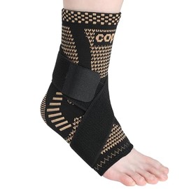 DR JK- Ankle Brace for Women and Men, Medium, 1 Pair, Copper and Black, Adjustable Compression Sleeve, Soft Straps for Achilles Tendonitis Relief, Sports Protection, Achilles Tendonitis Brace