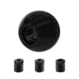 HQRNYP Round Ball Shift Knob, Shifter Knob, Chrome Finish Weighted Gear Shift Lever with 3 Threaded Adapter, Aluminum Alloy Car Gear Shifter Head for Manual and Auto Transmission Vehicles (Black)