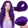 RUNATURE Micro Ring Extensions, Real Hair, Purple, 50 cm, Remy