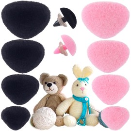 CustomyLife 32pcs Safety Noses for Amigurumi, 11/15/17/18mm Plastic Doll Noses for Crochet, Pink Black Flocking Teddy Bear Noses Stuffed with Washers for Craft Puppet Plush Toy Accessories