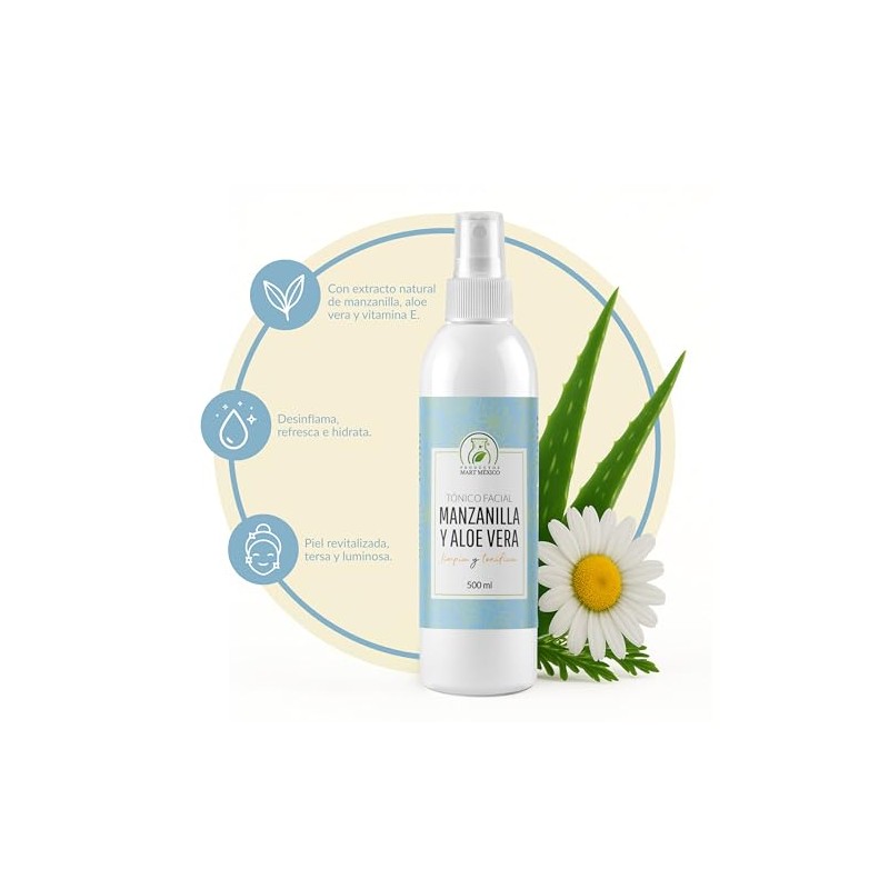 Tónico Facial Hidratante De Manzanilla Con Aloe Vera 500 Ml