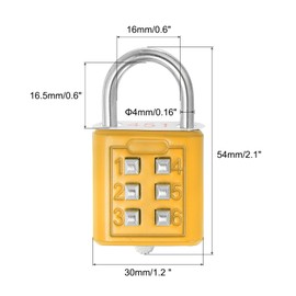 PATIKIL 6 Digit Button Combination Padlock, 2 Pack 3 Position Locking Mechanism Push Button Security Digital Lock for Gym Sports Locker Cabinet Toolbox, Yellow